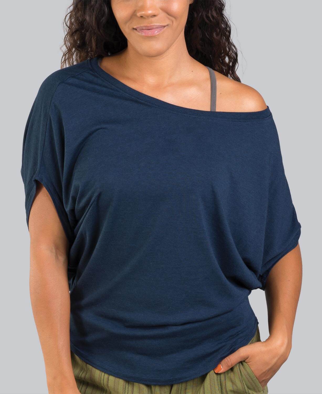 Navy Blue Bamboo Dolman Top