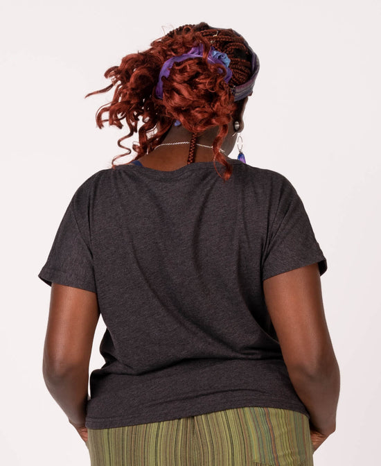 Recycled Slouch Top - Eco Black - Black Slouchy Shirt | Slouchy Tee | Flowy T Shirt | Soul Flower Women