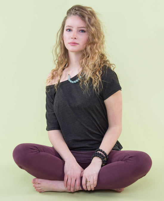 Recycled Slouch Top - Eco Black - Black Slouchy Shirt | Slouchy Tee | Flowy T Shirt | Soul Flower Women