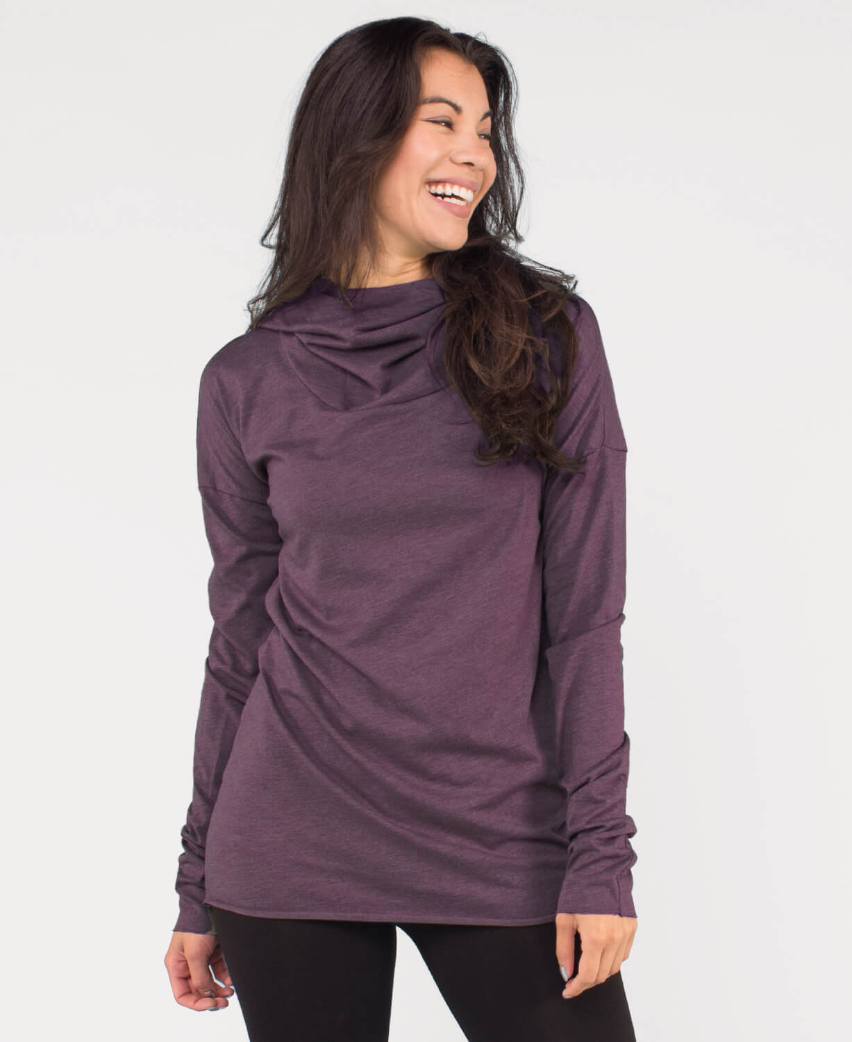 Closeout! The Resistance Cowl Neck Hoody - Eco Plum Women