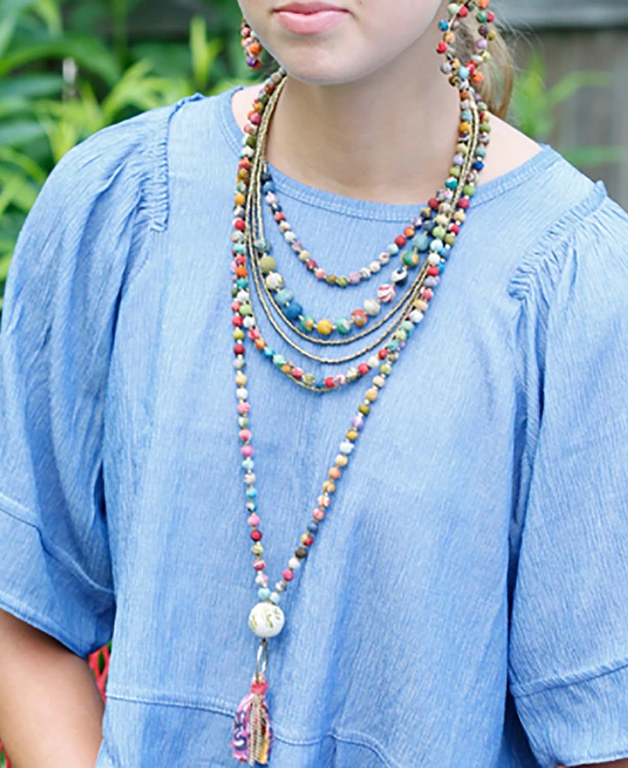 Kantha Hippie Tassel Necklace - Hippie Tassel Necklace | Boho Necklace | Soul Flower 2