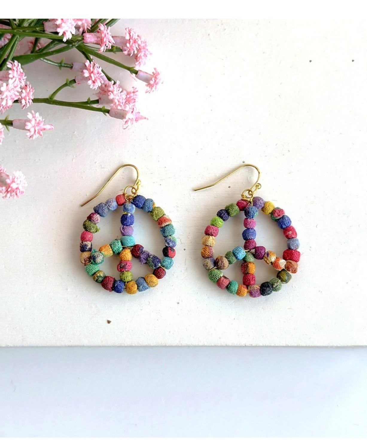 Beaded Peace Earrings