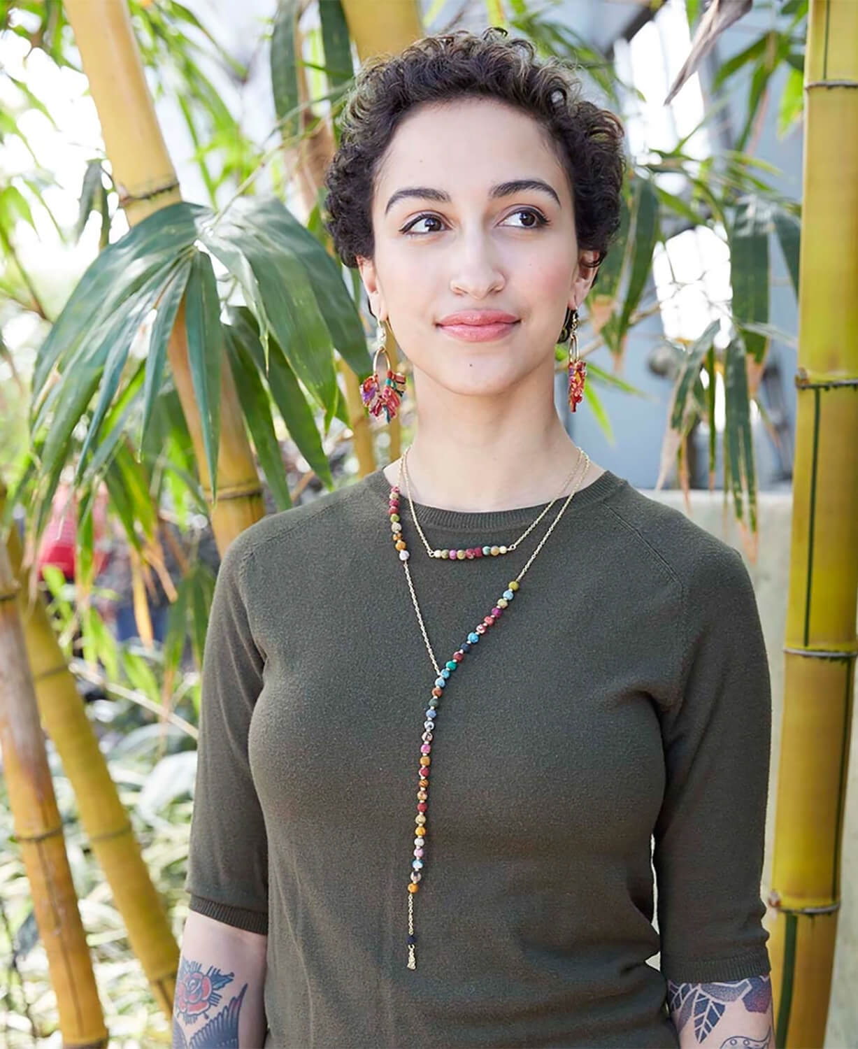 NEW! Kantha Bead Bar Necklace in Gold