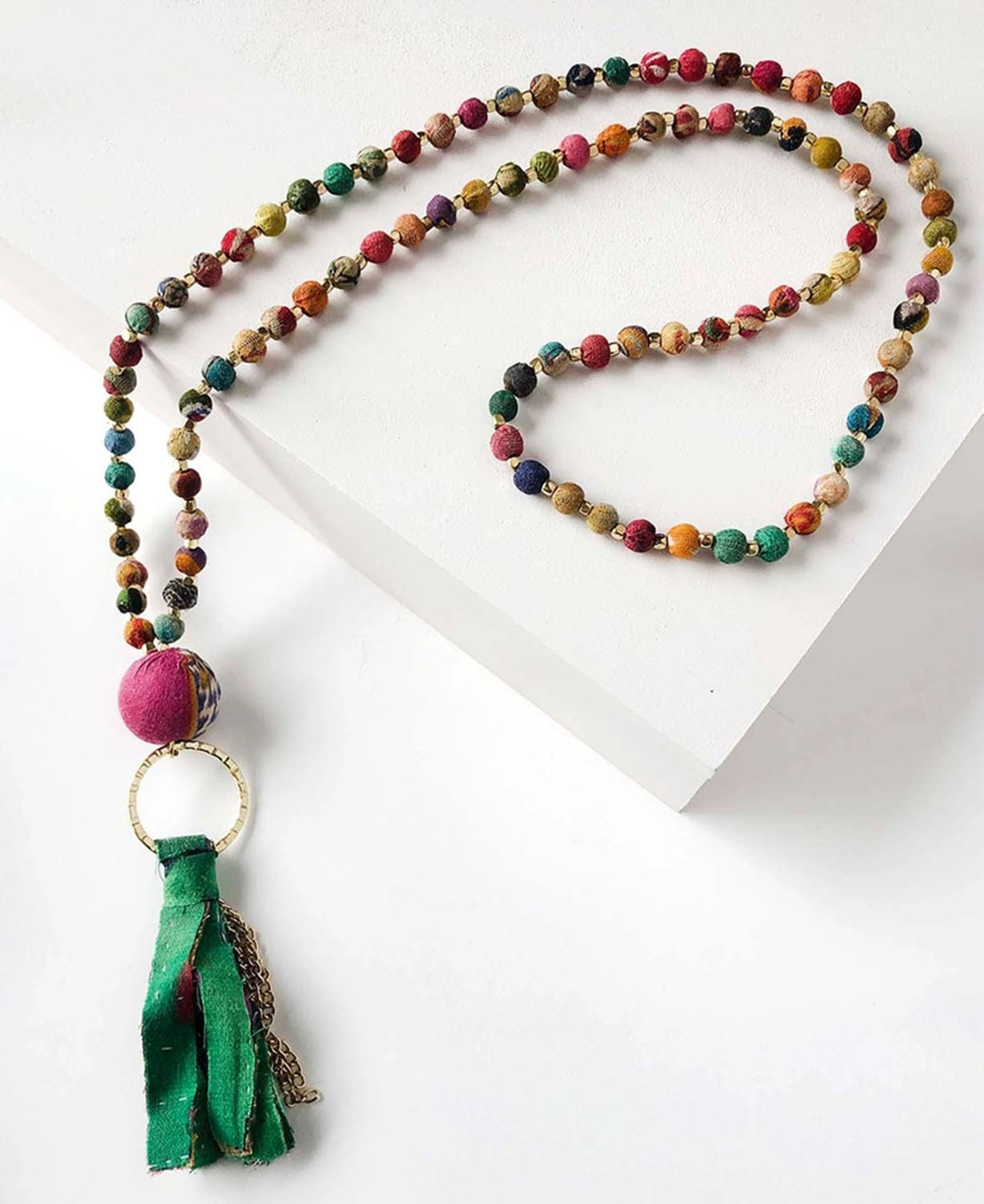 Kantha Hippie Tassel Necklace - Hippie Tassel Necklace | Boho Necklace | Soul Flower