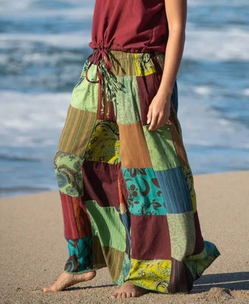 Patchwork Wide Leg Pants | Women's Hippie Pants | Soul Flower