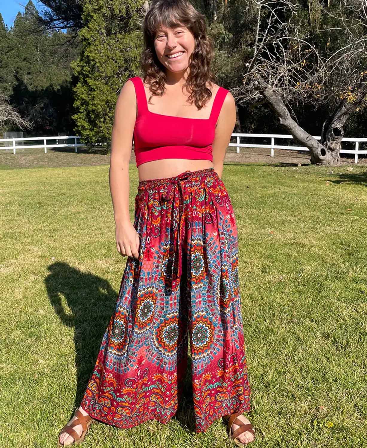 Red Earth Mandala Flowy Pants - Boho Wide Leg Pants | Hippie Pants | Soul Flower