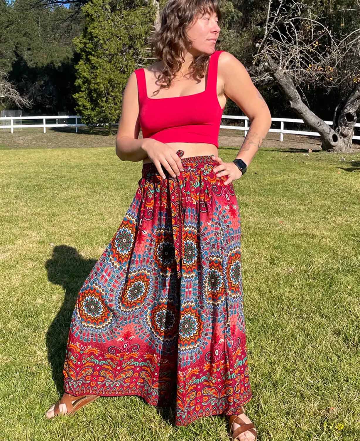 Red Earth Mandala Flowy Pants - Boho Wide Leg Pants | Hippie Pants | Soul Flower