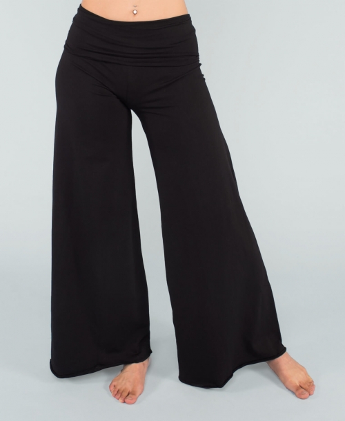 Organic Roll-Top Flowy Pants - Black