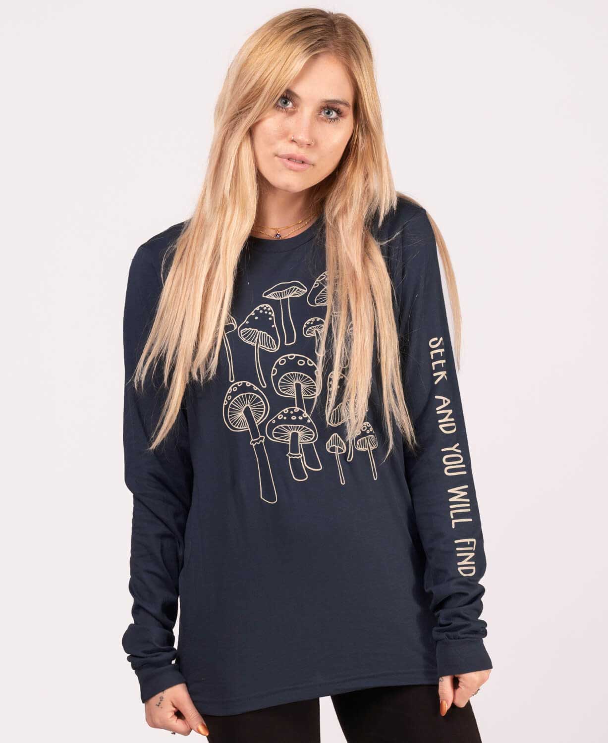 Mushrooms Long Sleeve Organic T-Shirt - Unisex