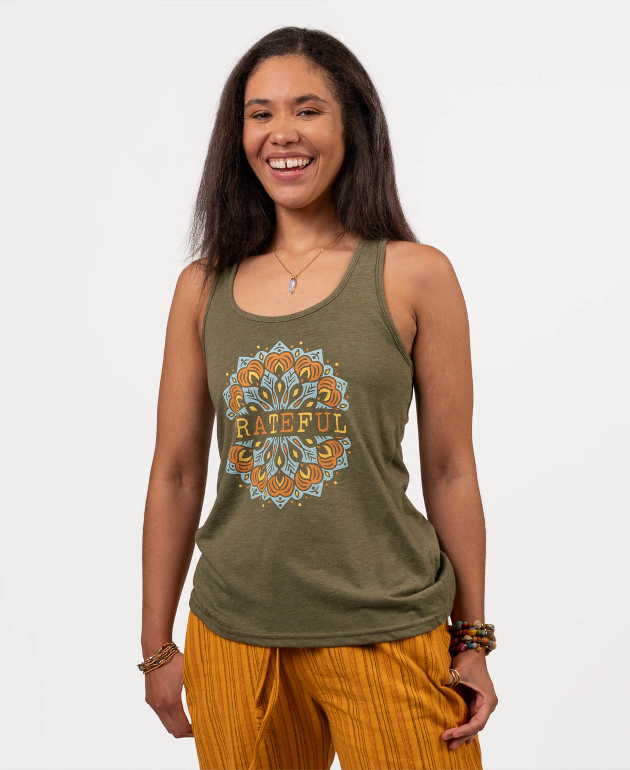 NEW! Grateful Blossom Mandala Recycled Racerback Tank