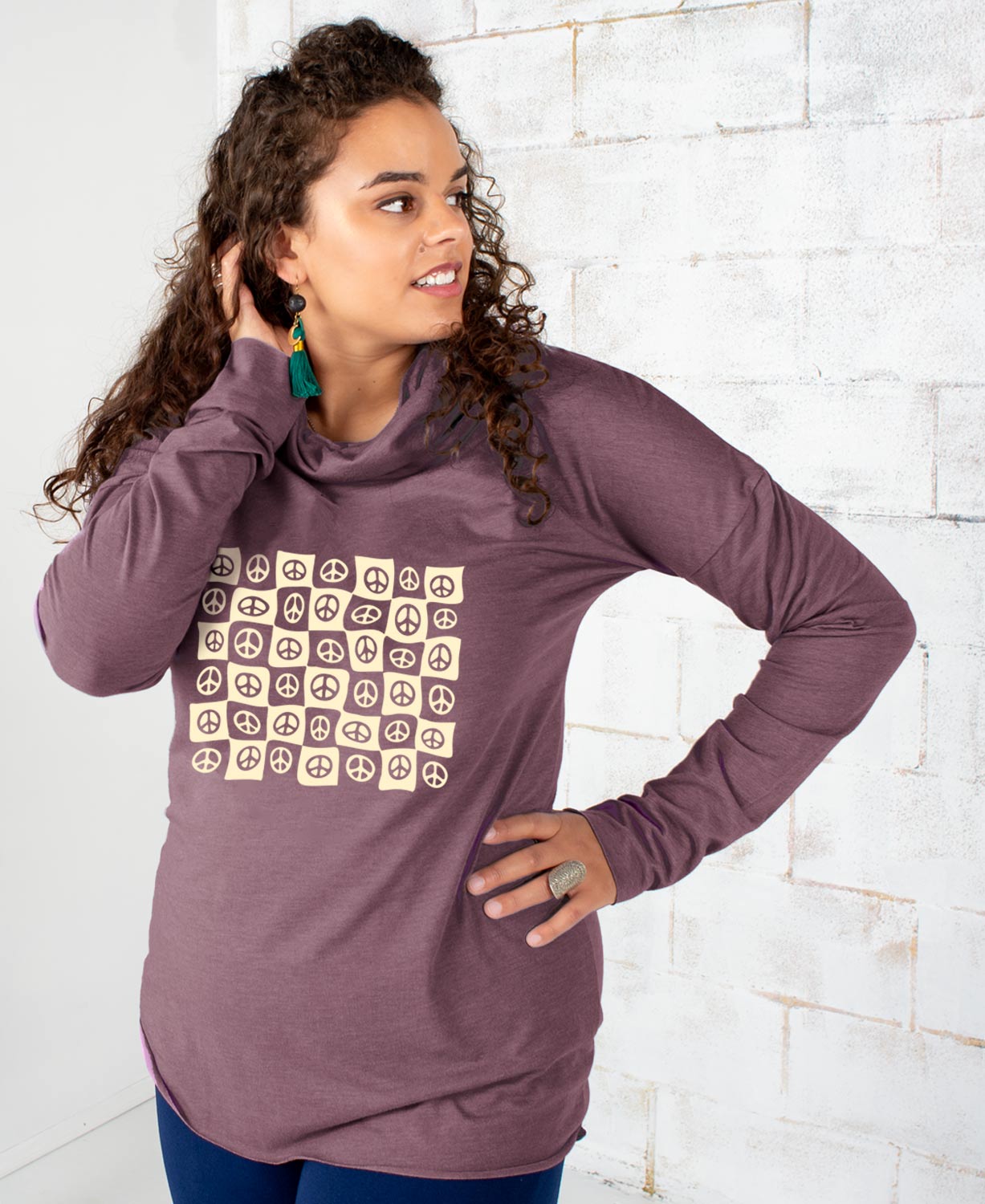 Final Sale! Trippy Peace Sign Cowl Yoga Hoody