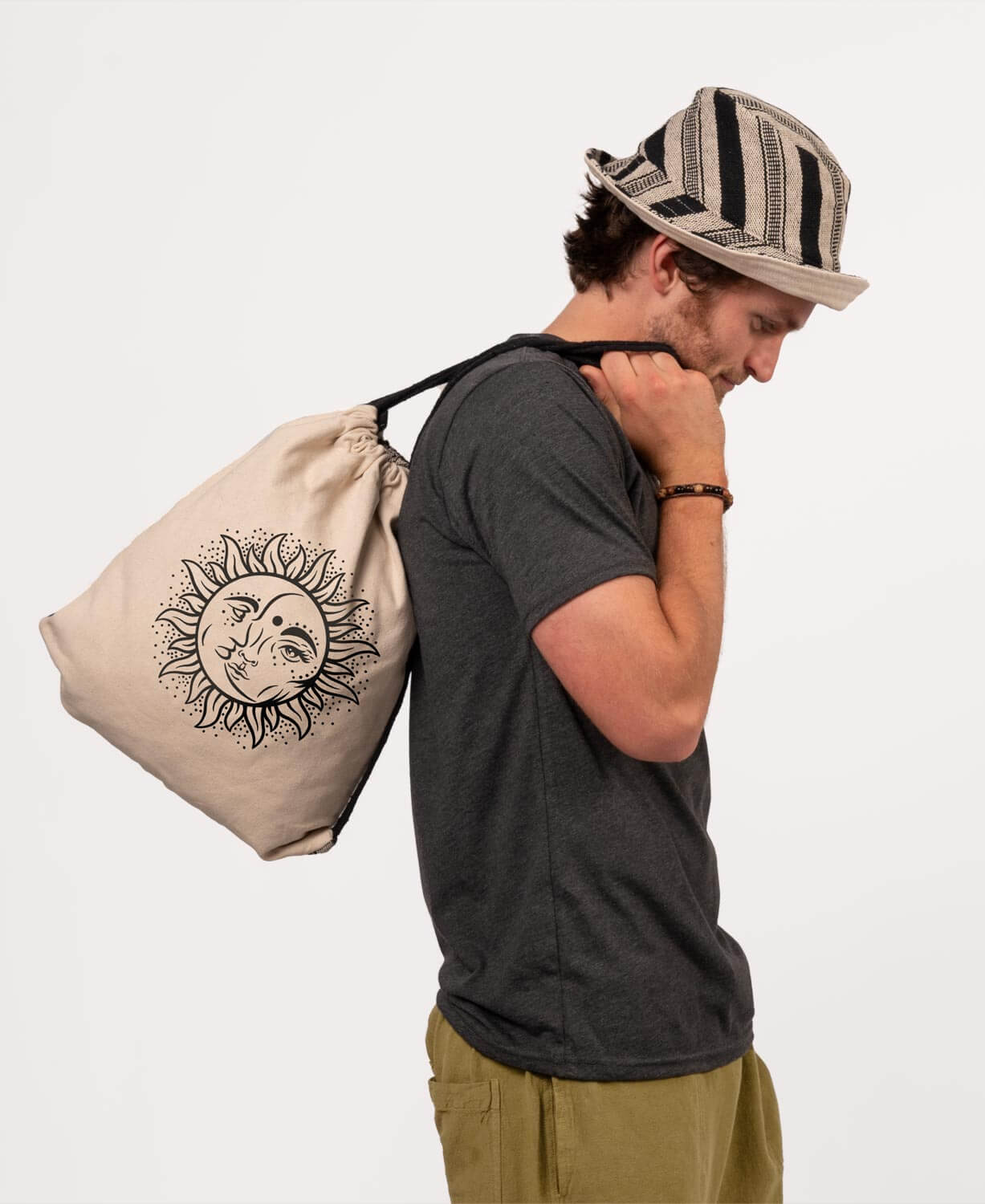 NEW! Sun and Moon Cinch String Backpack - Natural