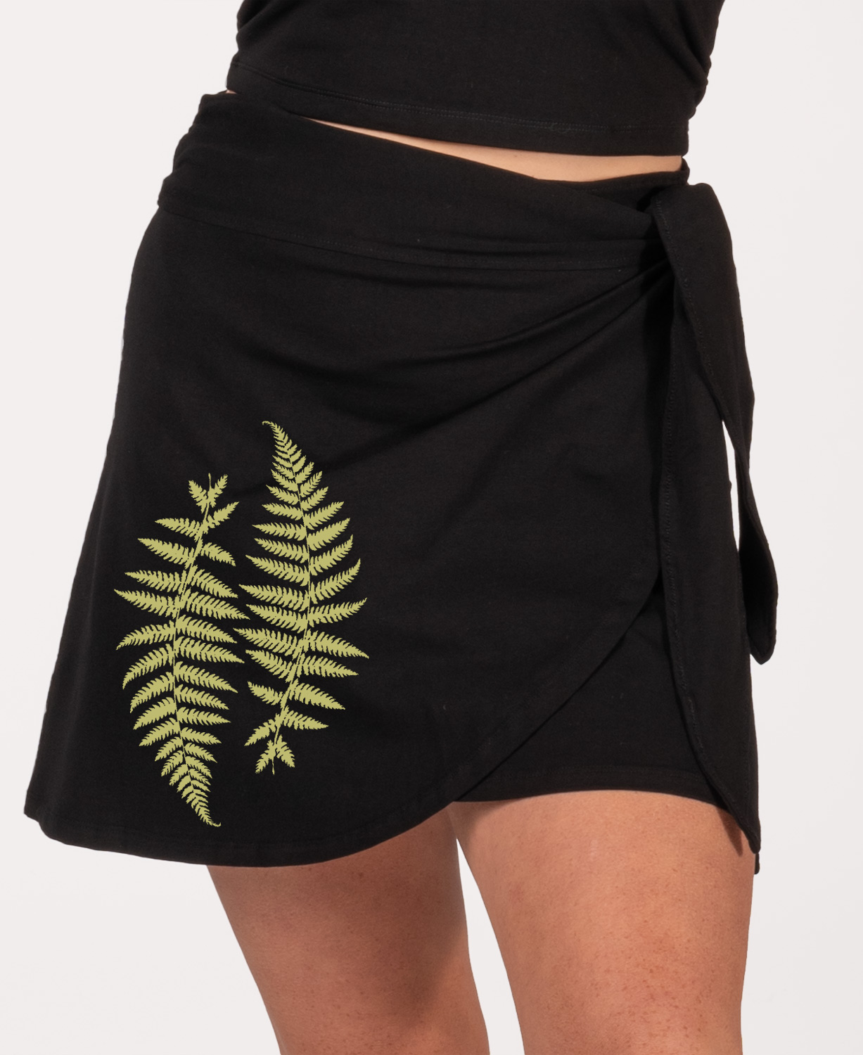 Closeout! Ferns Wrap Mini Skirt in Black