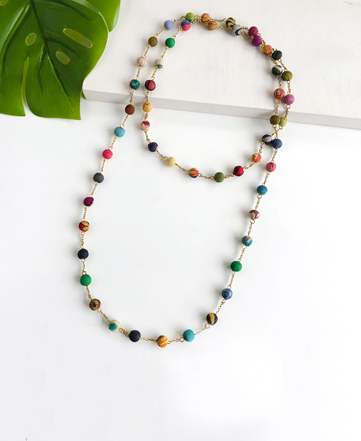 NEW! Kantha Beaded Chain Necklace