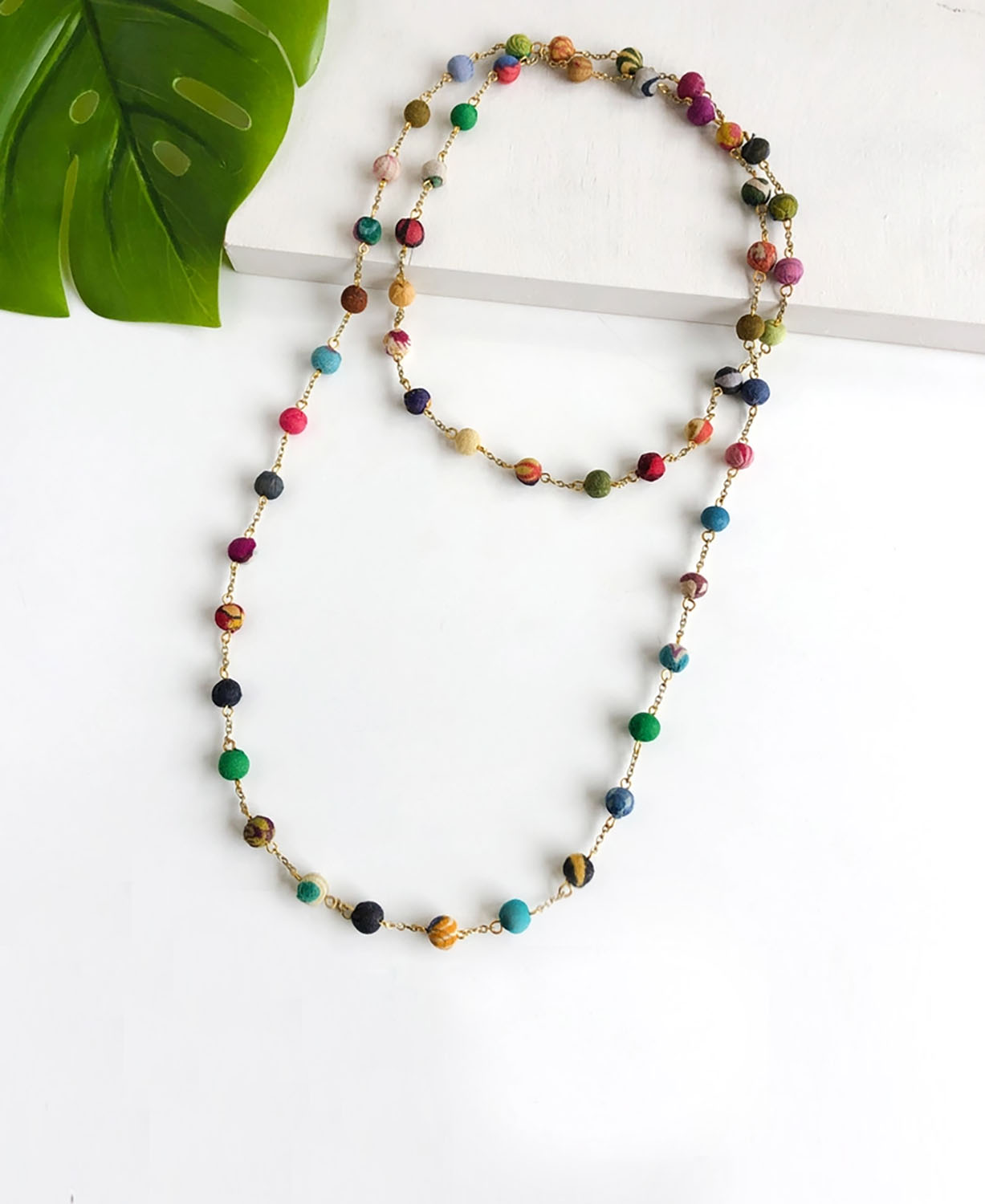 Kantha Beaded Chain Necklace