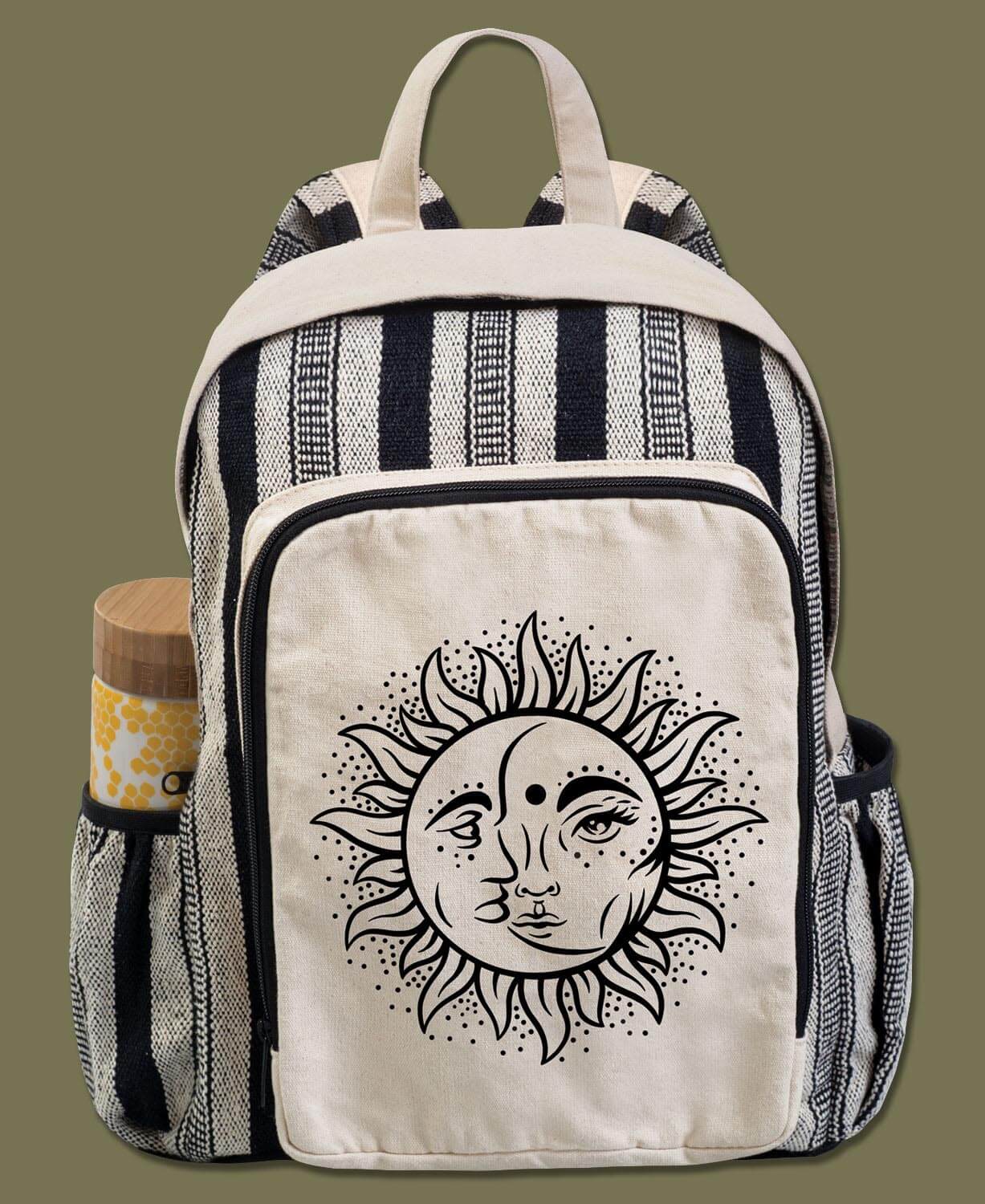 Sun and Moon Natural Canvas Backpack -Natural