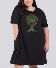 Mandala Tree Organic T-Shirt Dress with Pockets