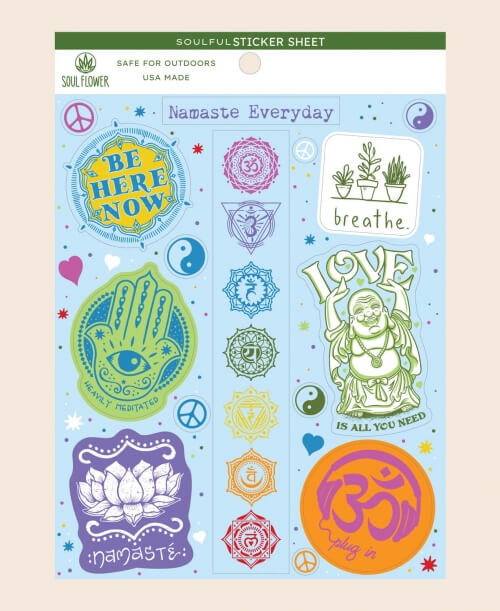 Namaste Sticker Sheet, Yoga Stickers