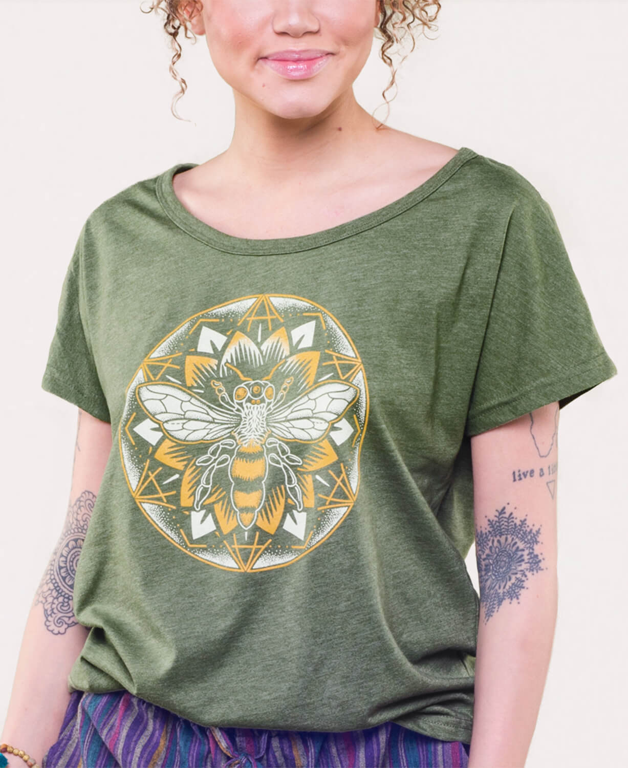 Bee Mandala Slouch Top