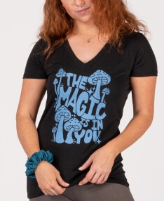 Final Sale! Magic Mushrooms Hemp Viscose V-Neck