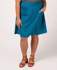 Final Sale! Striped Hippie Skirt with Elastic Waist - Blue Dream