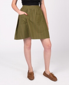 Final Sale! Striped Hippie Skirt with Elastic Waist - Spirit Sage