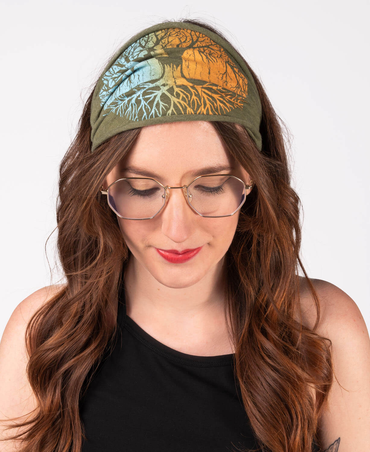 Tree of Life Boho Headband on Olive