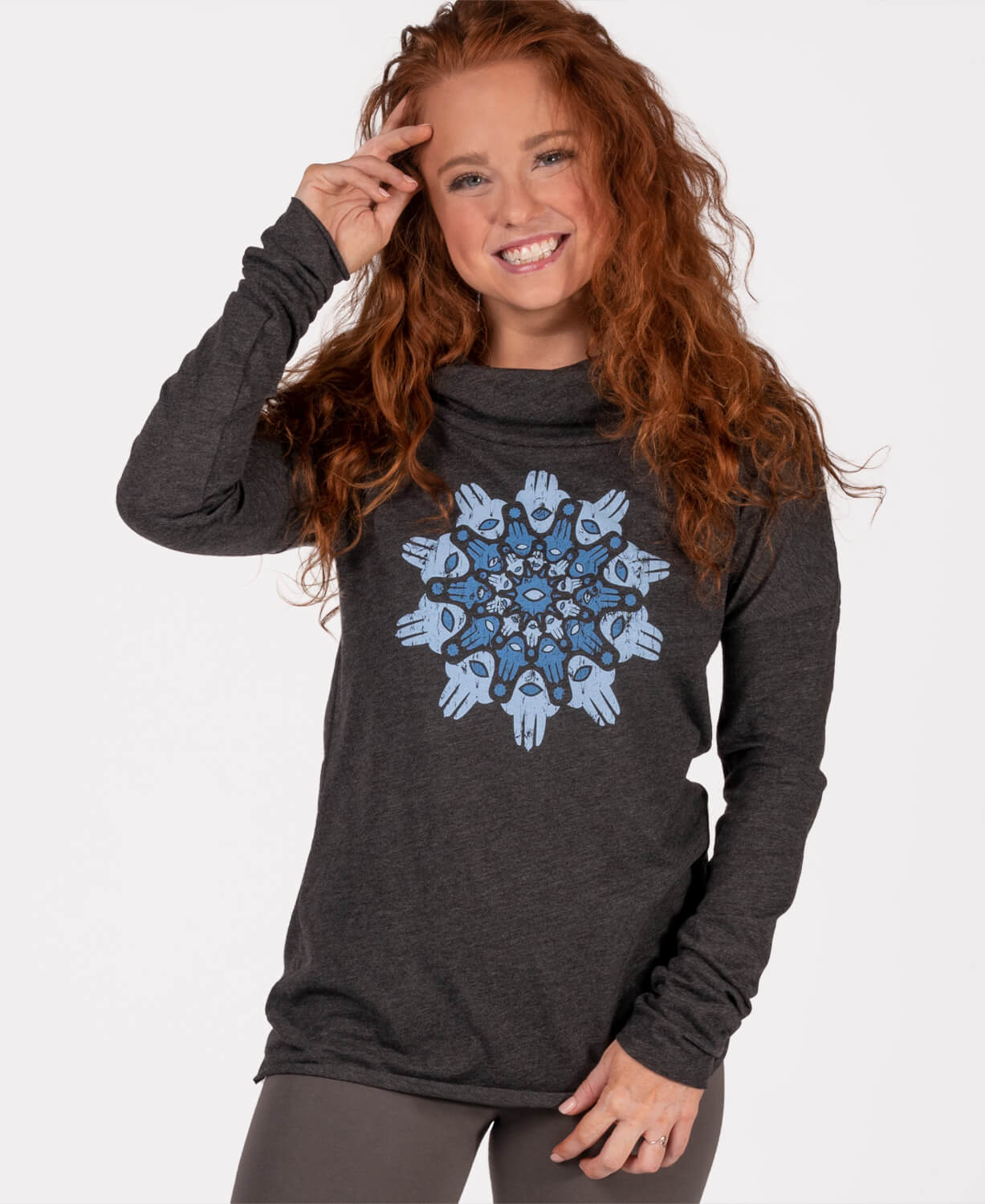 Hamsa Mandala Cowl Yoga Hoody