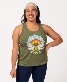 Peace and Love Recycled Racerback Tank