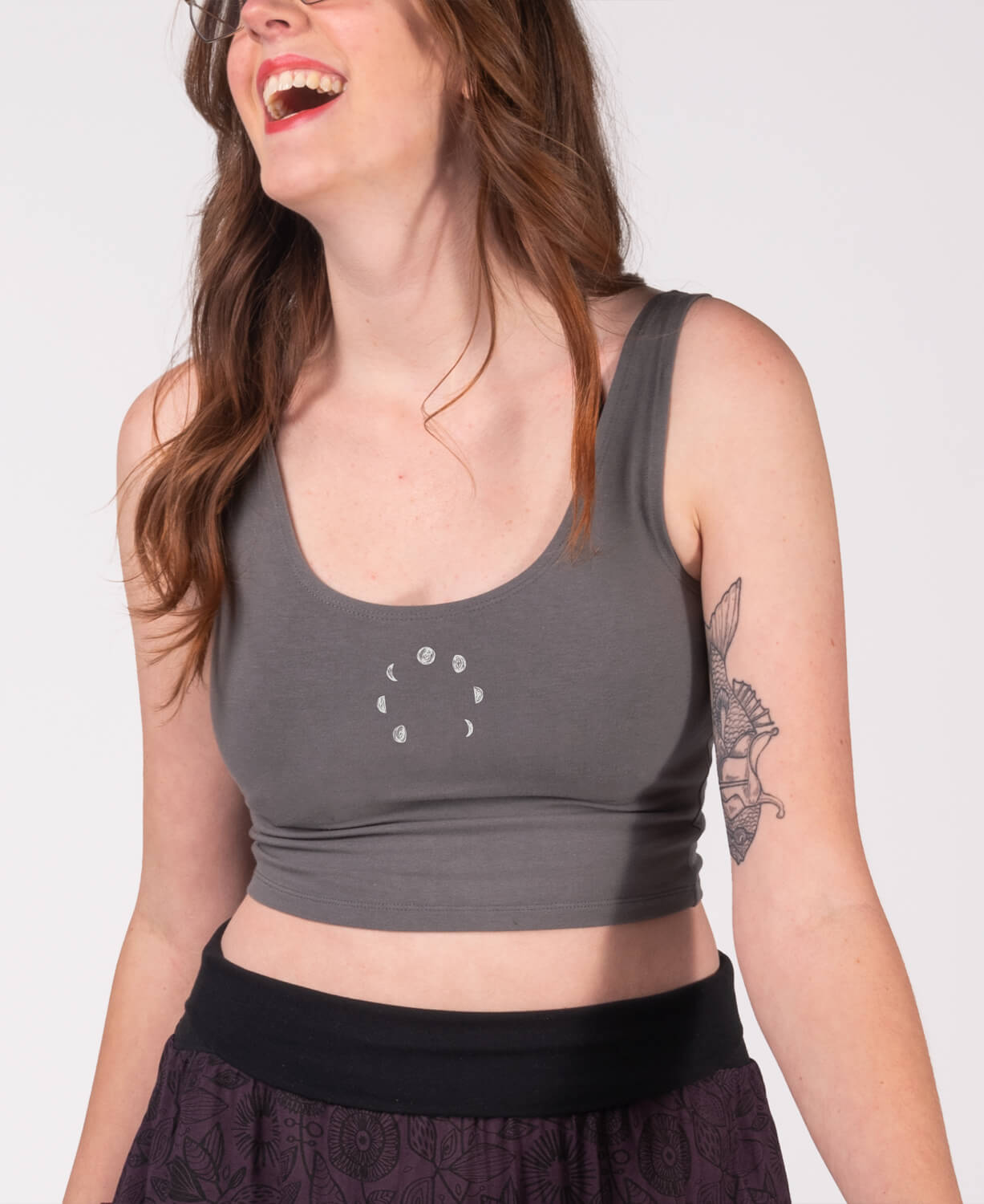 Mini Moon Phases Organic Cropped Tank Top