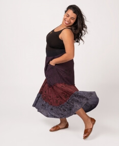 Plum Three Tier Hippie Maxi Skirt | Hippie Skirts | Soul Flower