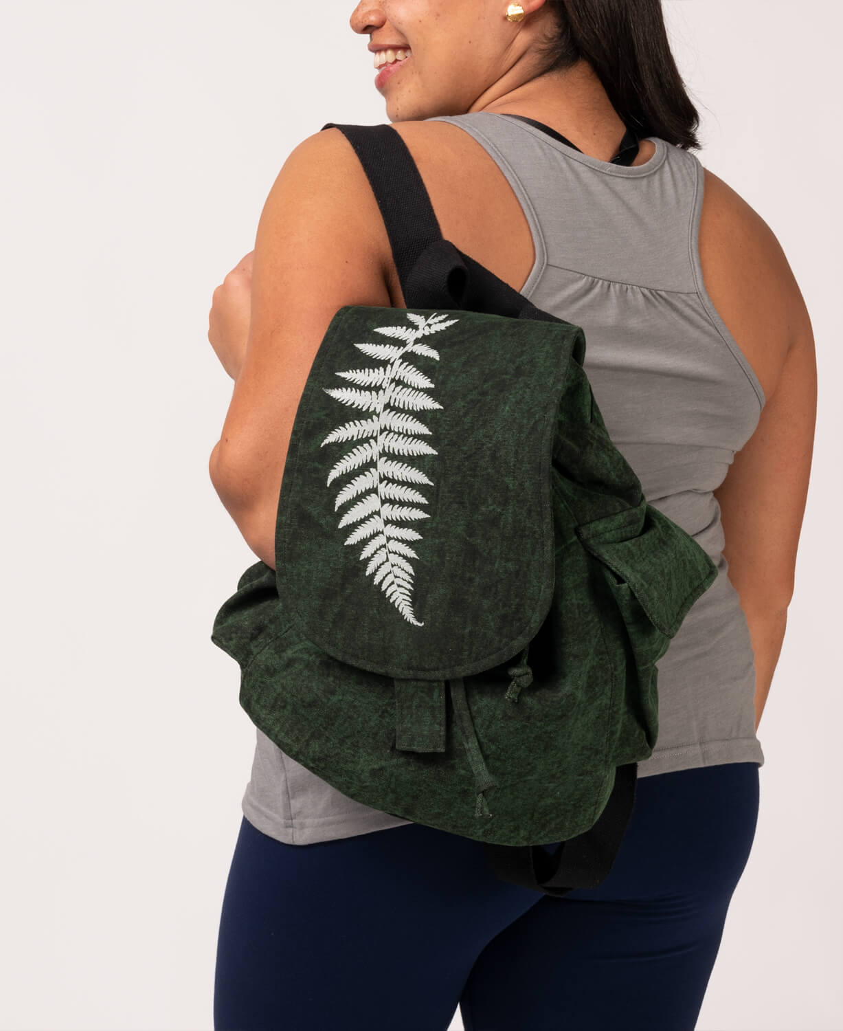 Ferns Slouchy Backpack on Green