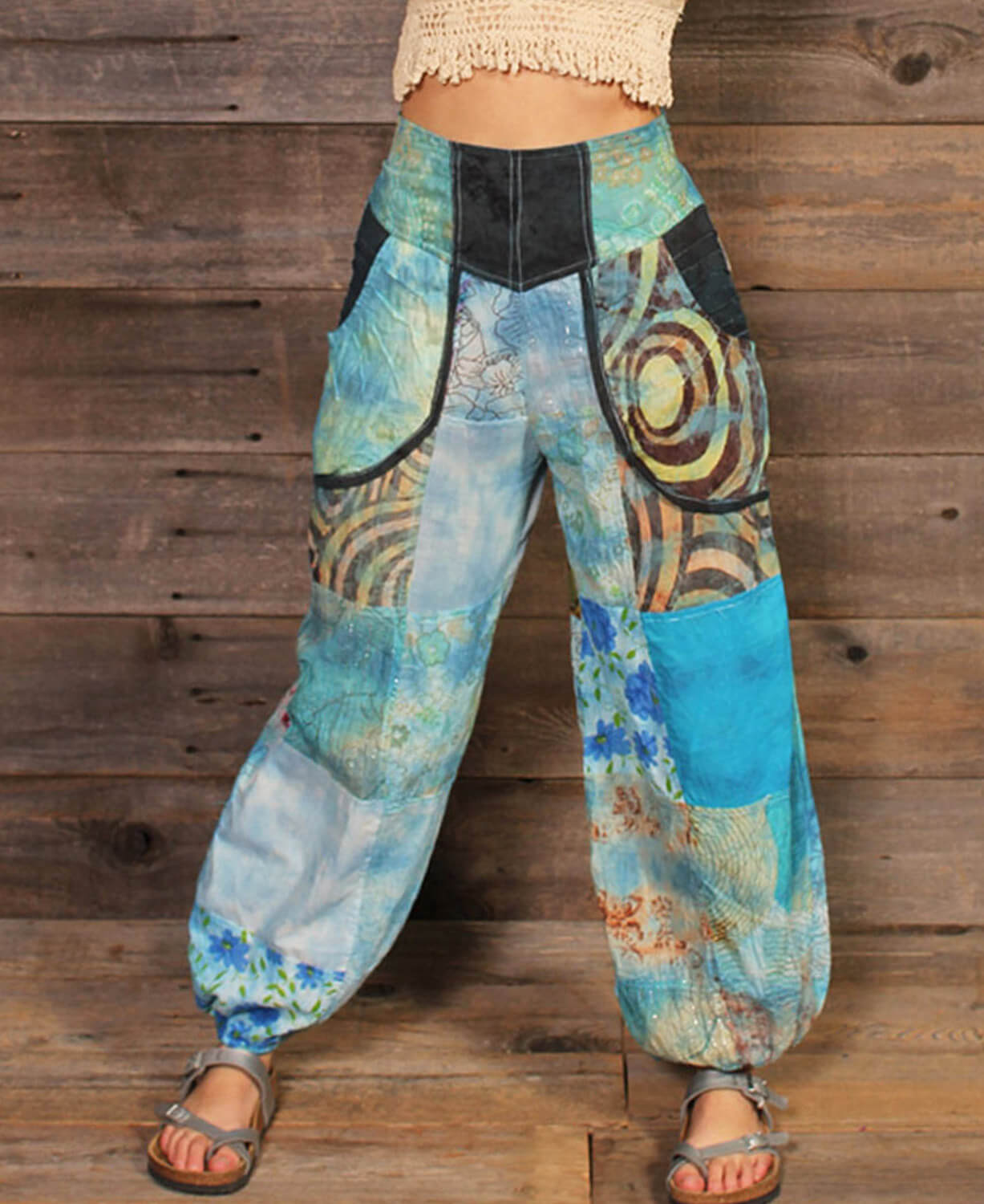 NEW! Bohemian Blues Patchwork Harem Pants