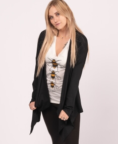 Organic Cotton Draped Cardigan - Black
