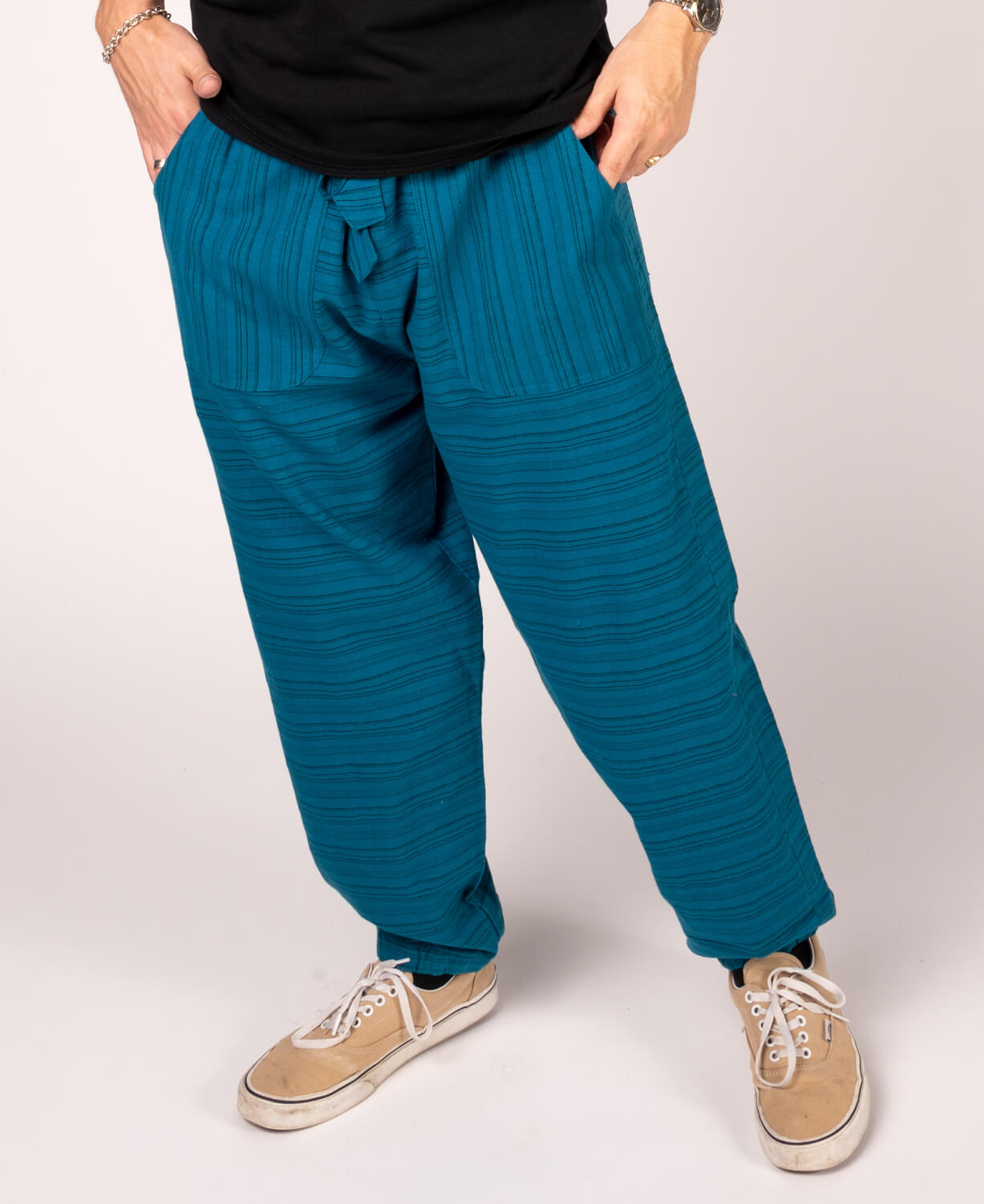 Closeout! Striped Hippie Harem Pants - Blue Dream