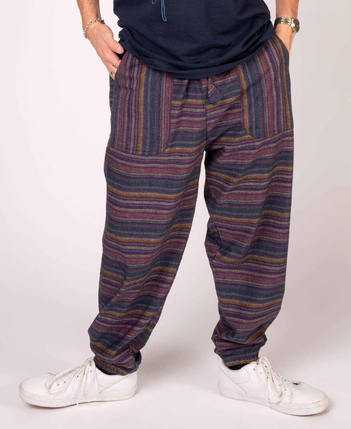 Striped Hippie Harem Pants - Rainbow Kush