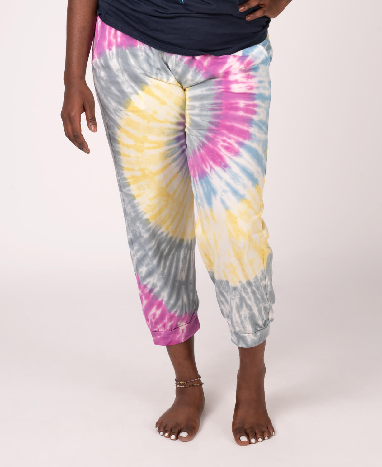 Closeout! Organic Cotton Tie-Dye Joggers - Light Rainbow