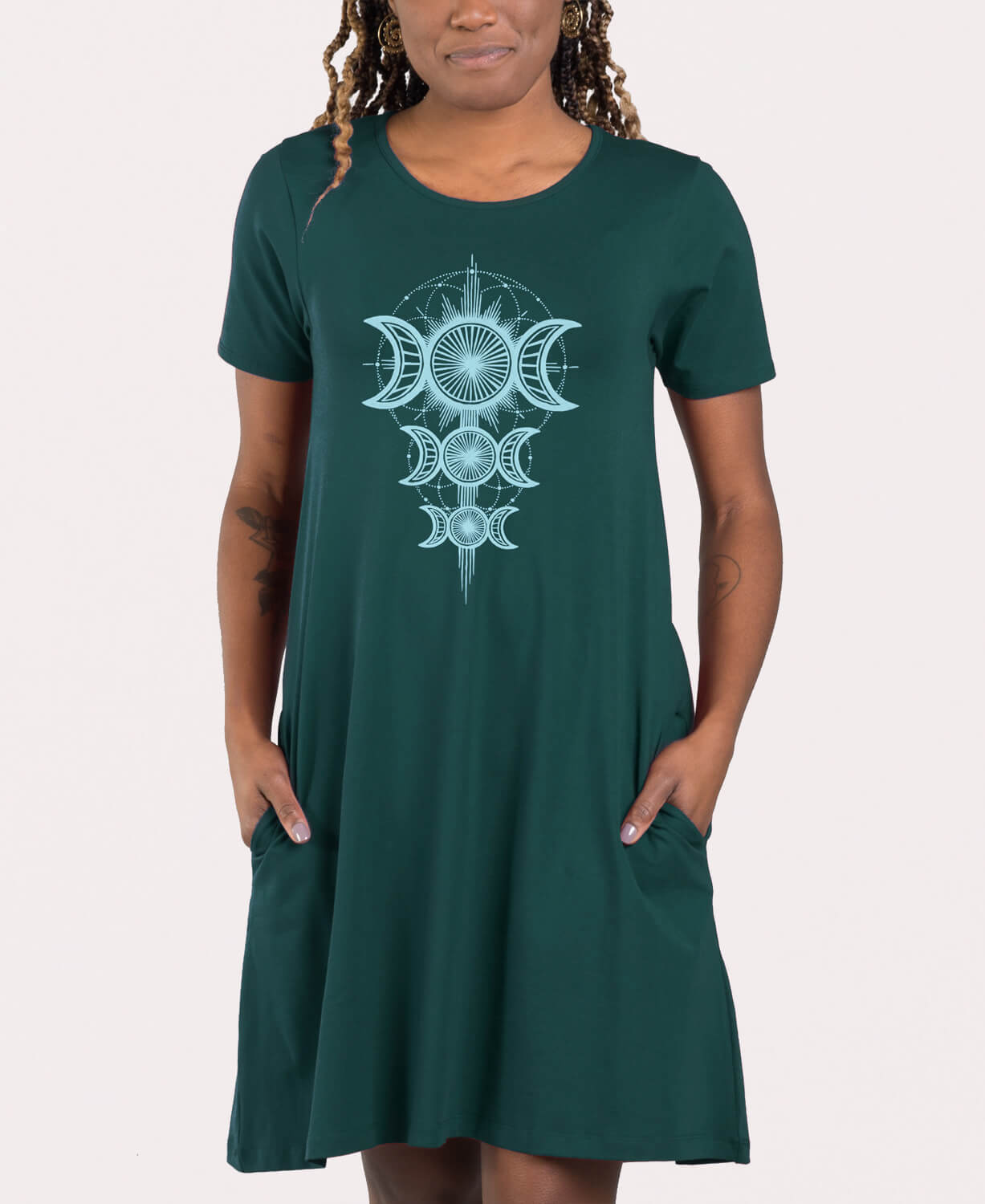 Closeout! Moon Goddess Organic T-Shirt Dress with Pockets