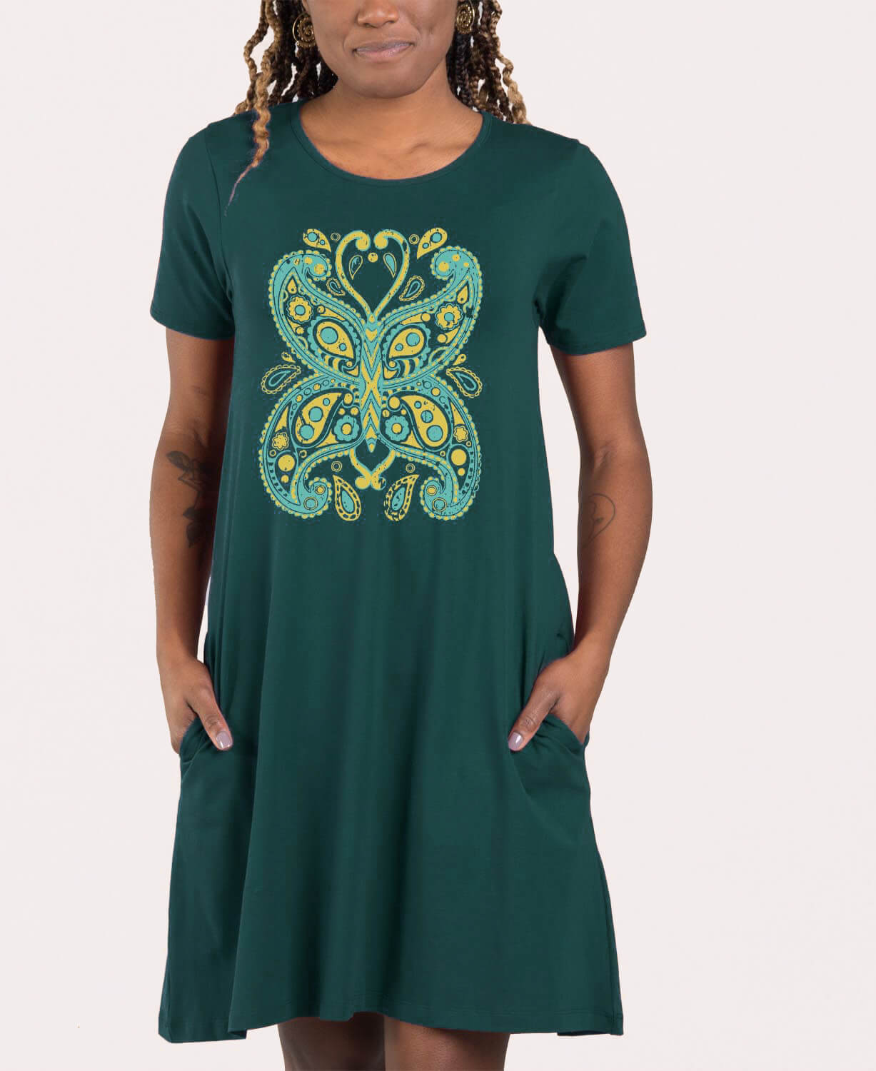 Final Sale! Paisley Butterfly T-Shirt Dress