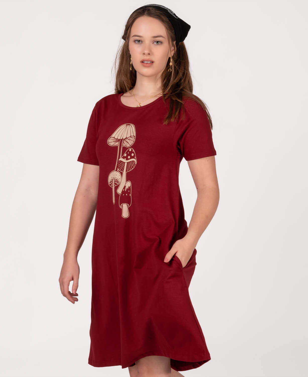 Closeout! Retro Mushrooms T-Shirt Dress