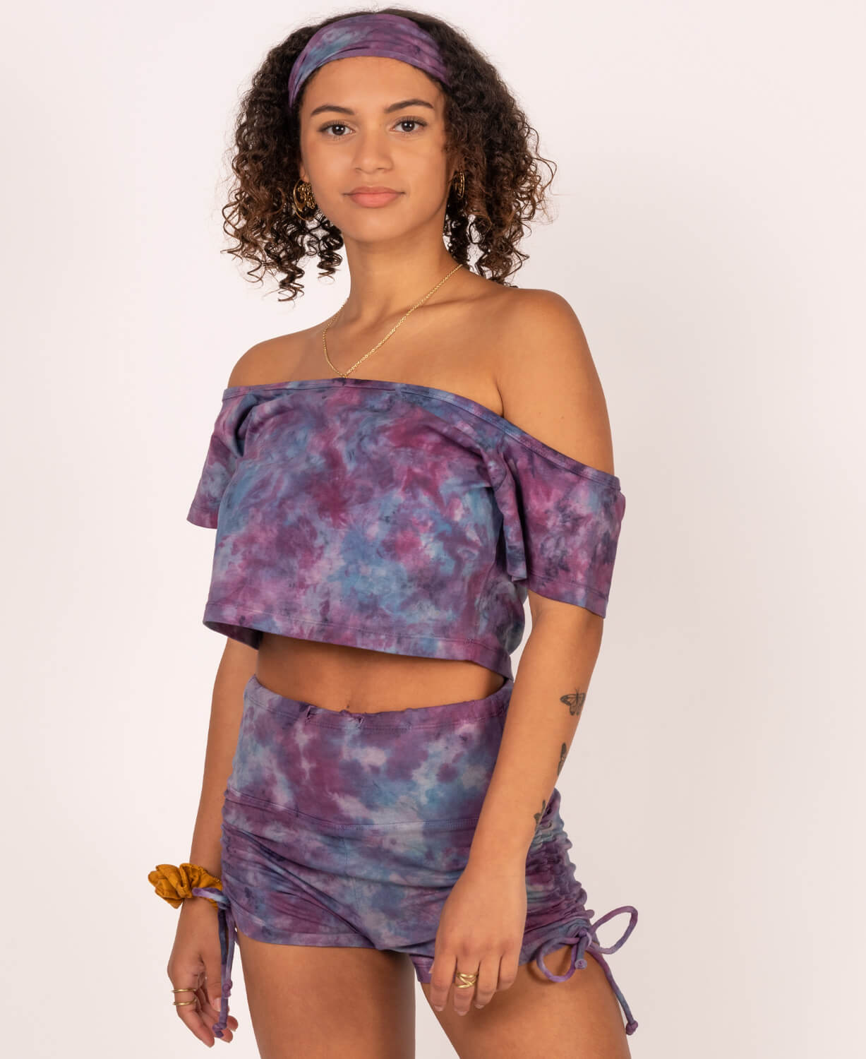 NEW! Tie-Dye Ruched Booty Shorts - Dark Celestial