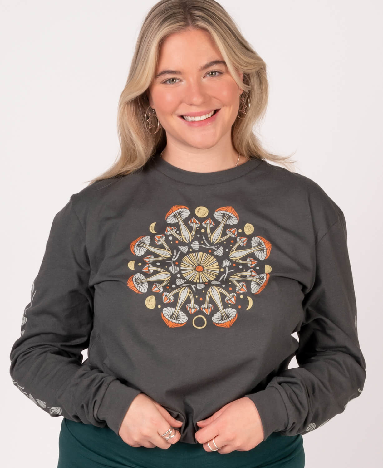 Mushroom Mandala Long Sleeve Organic T-Shirt - Unisex