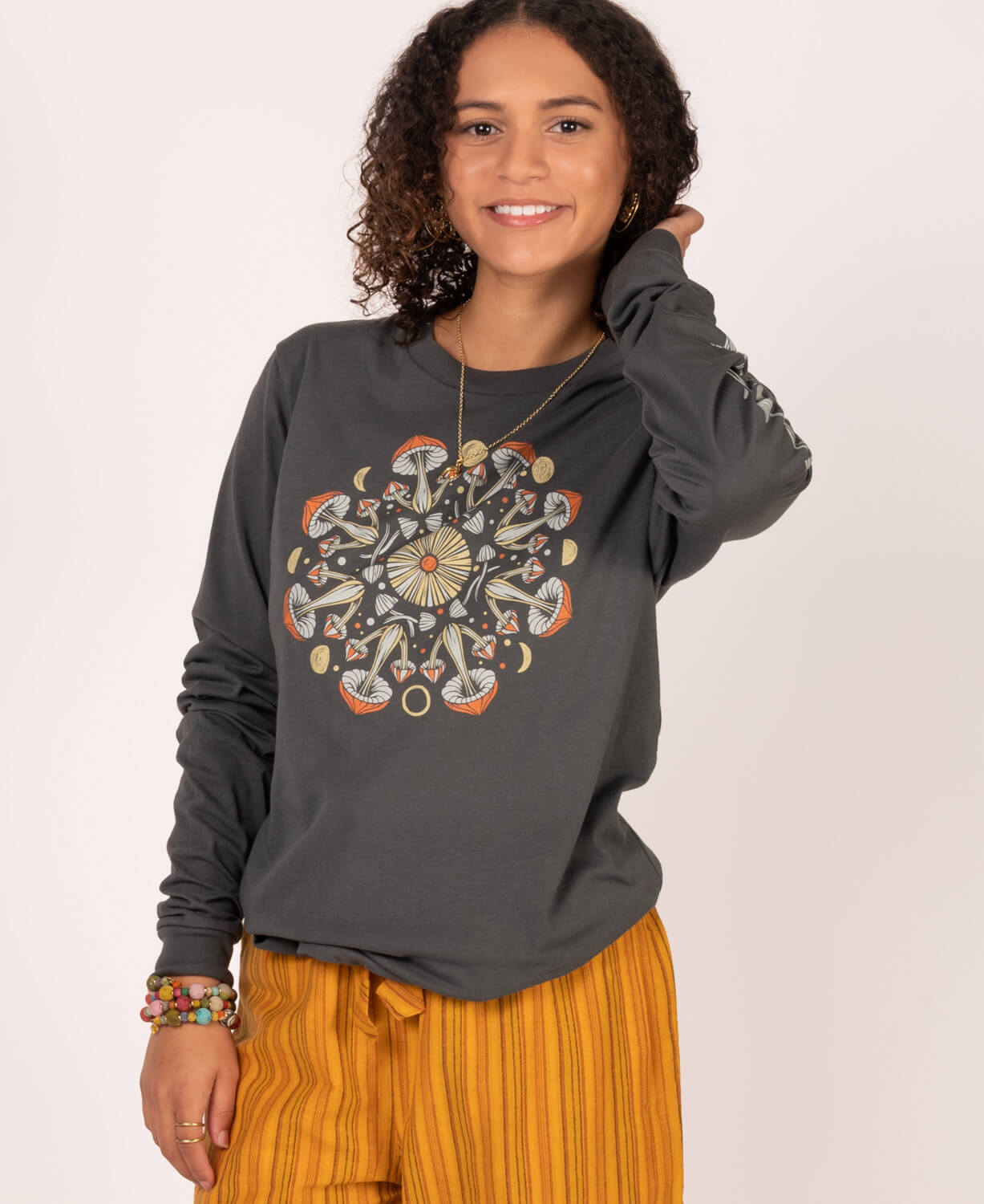Mushroom Mandala Long Sleeve Organic T-Shirt - Unisex