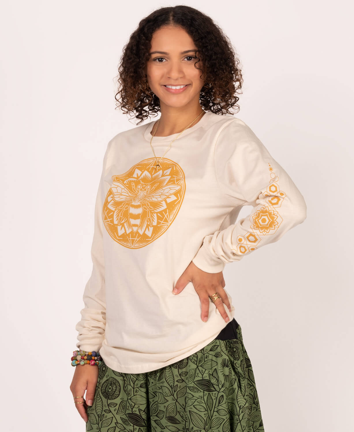 Bee Mandala Long Sleeve Organic T-Shirt - Unisex