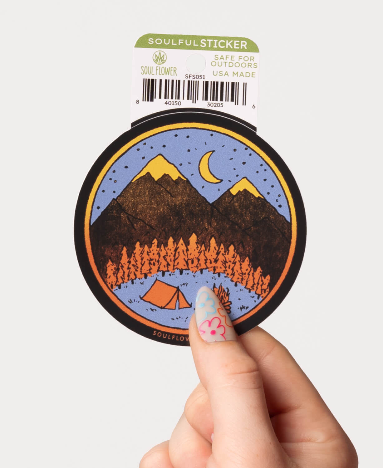 Mountain Camper Scene Sticker