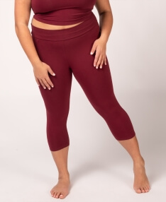 Burgundy Cropped Leggings | Cotton Capri Leggings | Soul Flower