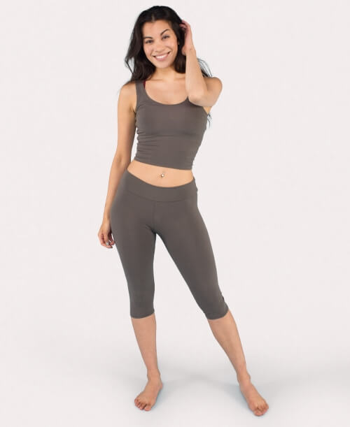 Charcoal Cropped Leggings, Cotton Capri Leggings