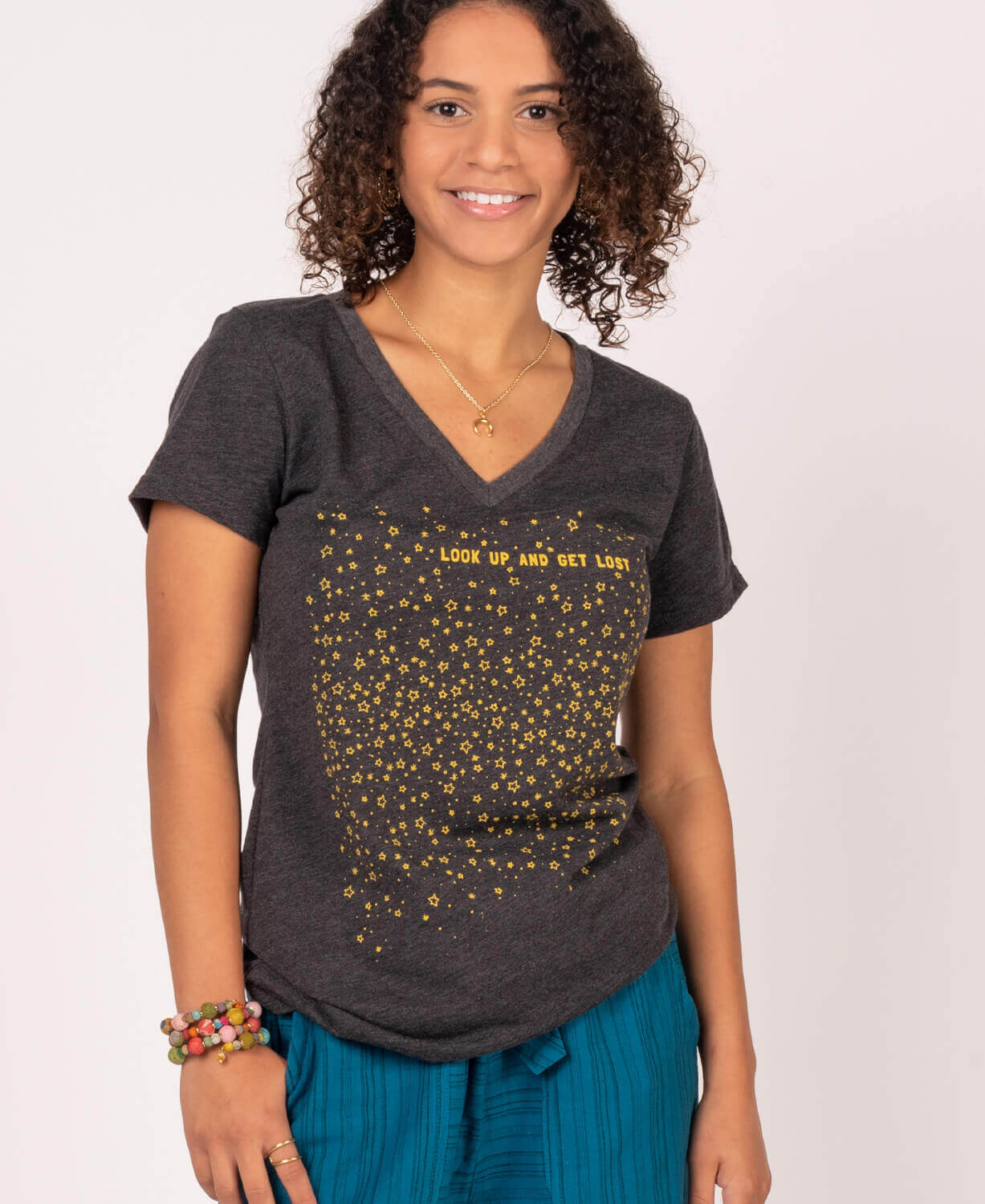 Look up and Get Lost Eco V-Neck T-Shirt