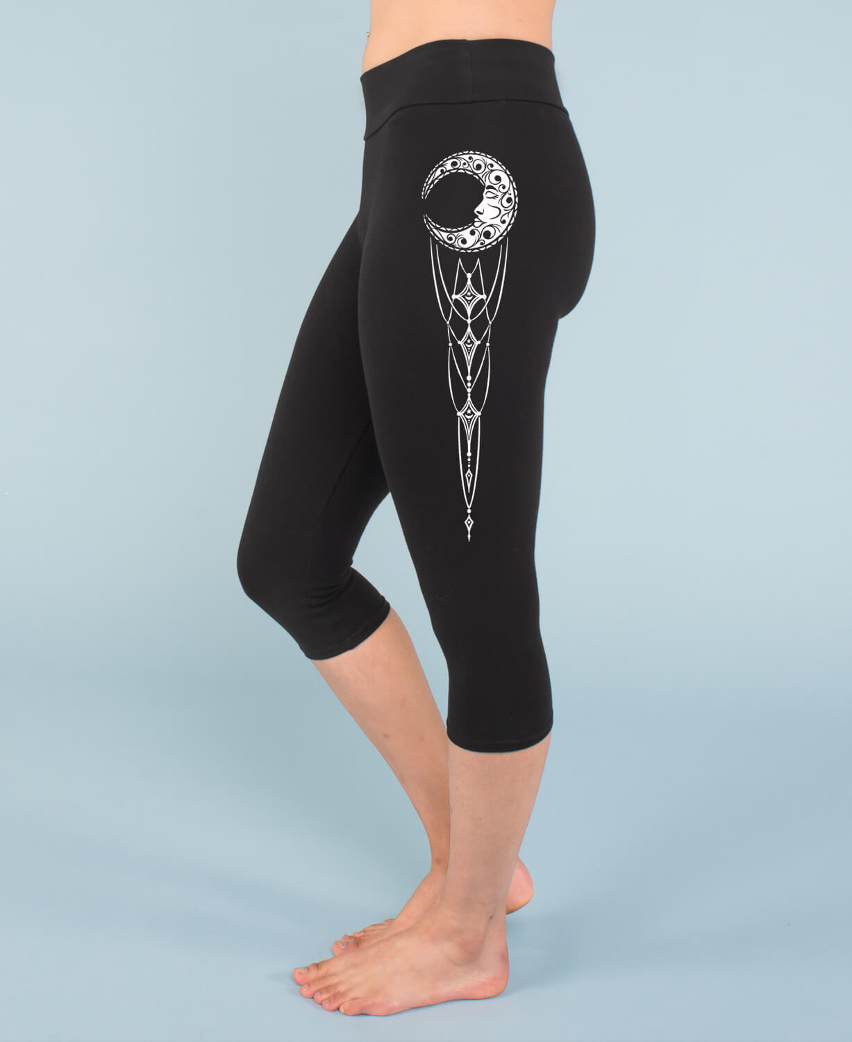 Final Sale! Celestial Sun and Moon Organic Cropped Leggings